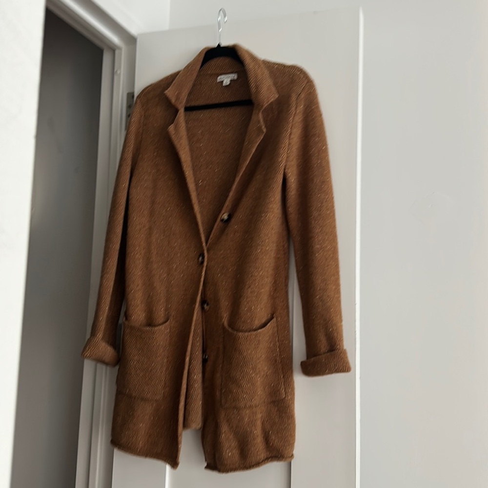 JCREW wool blend knit long blazer